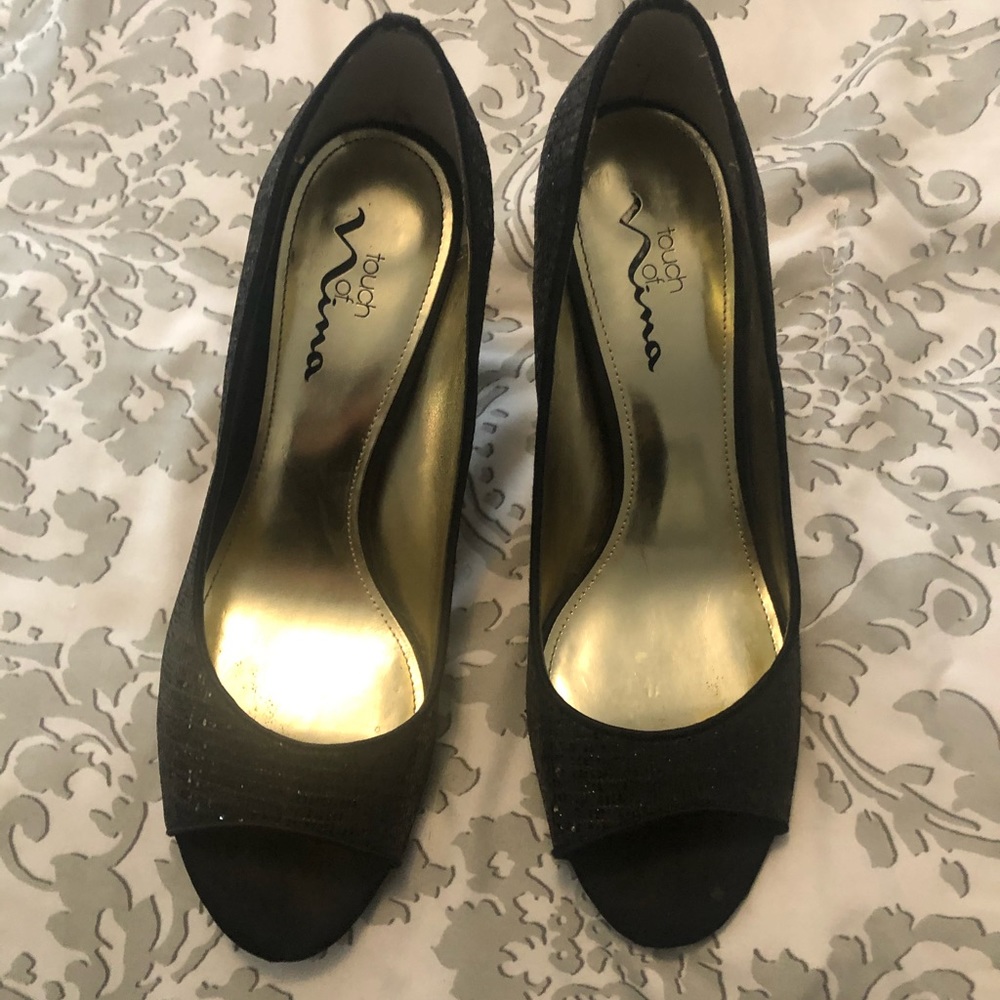 Nina black glitter heels